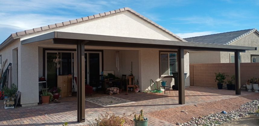 35′ x 14′ White and Siennawood Alumawood Insulated Patio Cover