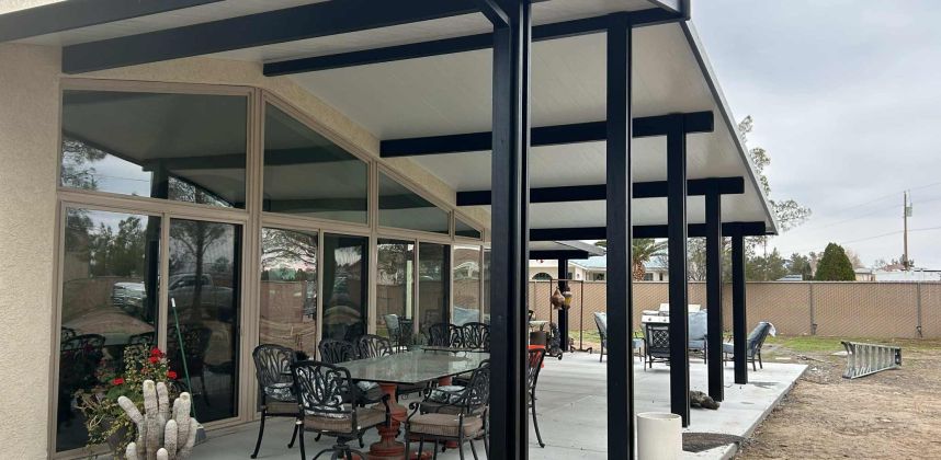 Dual White and Ebony Alumawood Insulated Patio Covers